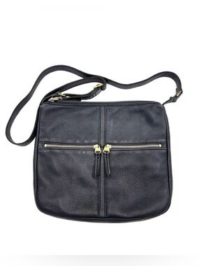 Fossil Crossbody Bag Pebbled Black Leather